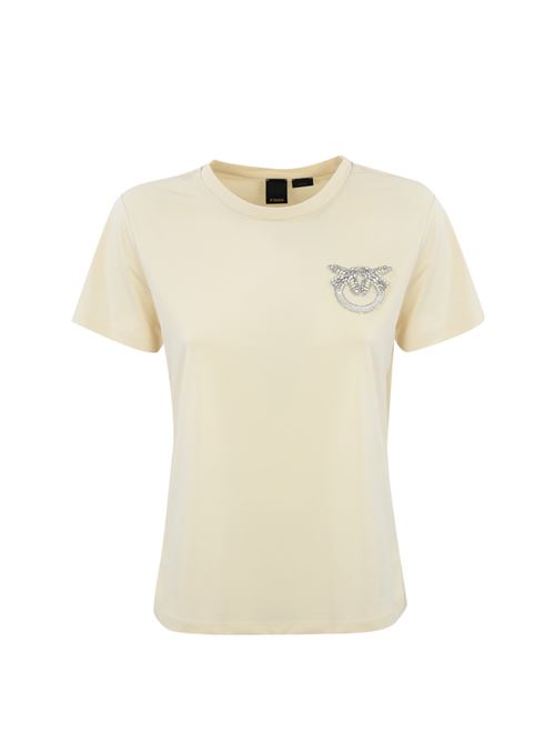 T-shirt con ricamo gioiello Nambrone in cotone bianco PINKO | 103320 A24EZ12